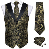 Funki Buys | Vests | Men's Formal Silk Slim Waistcoat 4 Pcs Sets