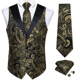 Funki Buys | Vests | Men's Formal Silk Slim Waistcoat 4 Pcs Sets