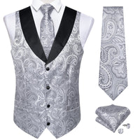 Funki Buys | Vests | Men's Formal Silk Slim Waistcoat 4 Pcs Sets