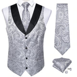 Funki Buys | Vests | Men's Formal Silk Slim Waistcoat 4 Pcs Sets