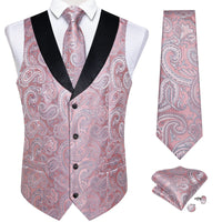 Funki Buys | Vests | Men's Formal Silk Slim Waistcoat 4 Pcs Sets