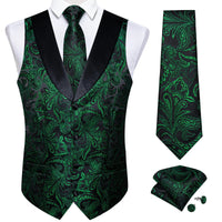 Funki Buys | Vests | Men's Formal Silk Slim Waistcoat 4 Pcs Sets