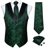 Funki Buys | Vests | Men's Formal Silk Slim Waistcoat 4 Pcs Sets