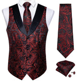 Funki Buys | Vests | Men's Formal Silk Slim Waistcoat 4 Pcs Sets