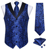 Funki Buys | Vests | Men's Formal Silk Slim Waistcoat 4 Pcs Sets