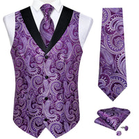 Funki Buys | Vests | Men's Formal Silk Slim Waistcoat 4 Pcs Sets