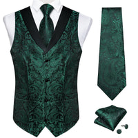 Funki Buys | Vests | Men's Formal Silk Slim Waistcoat 4 Pcs Sets