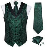 Funki Buys | Vests | Men's Formal Silk Slim Waistcoat 4 Pcs Sets
