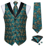 Funki Buys | Vests | Men's Formal Silk Slim Waistcoat 4 Pcs Sets