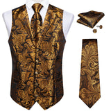 Funki Buys | Vests | Men's 4 Pcs Silk Slim Fashion Waistcoat Sets