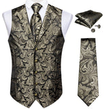 Funki Buys | Vests | Men's 4 Pcs Silk Slim Fashion Waistcoat Sets