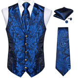 Funki Buys | Vests | Men's 4 Pcs Formal Silk Paisley Tie Vest Set