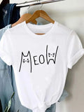 Funki Buys | Shirts | Women's Cute Meow Cat Printed T-Shirt