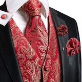 Funki Buys | Vests | Men's Formal Fashion 5 Pcs Silk Waistcoat Tie Sets