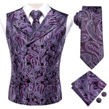 Funki Buys | Vests | Men's 4 Pcs Silk Slim Fashion Waistcoat Sets