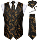 Funki Buys | Vests | Men's 5 Pcs Classic Silk Paisley Tie Vest Set