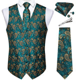 Funki Buys | Vests | Men's 5 Pcs Classic Silk Paisley Tie Vest Set