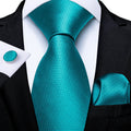 Funki Buys | Neckties | Men's Formal 3pcs Silk Teal Tie Set