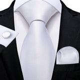 Funki Buys | Neckties | Men's Formal 3pcs White Silver Gray Tie Set