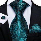Funki Buys | Neckties | Men's Formal 3pcs Silk Teal Tie Set