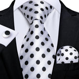 Funki Buys | Neckties | Men's Formal 3pcs White Silver Gray Tie Set