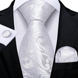 Funki Buys | Neckties | Men's Formal 3pcs White Silver Gray Tie Set