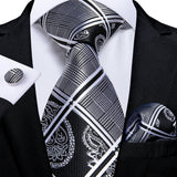 Funki Buys | Neckties | Men's Formal 3pcs White Silver Gray Tie Set