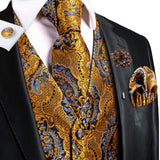 Funki Buys | Vests | Men's Formal Fashion 5 Pcs Silk Waistcoat Tie Sets