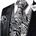 Funki Buys | Vests | Men's Luxury 5 Pcs Silver Black Vest Tie Set