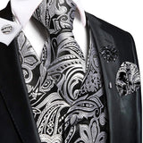 Funki Buys | Vests | Men's Formal Fashion 5 Pcs Silk Waistcoat Tie Sets