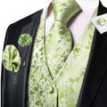 Funki Buys | Vests | Men's 5 Pcs Green Floral Vest Tie Set