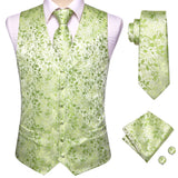 Funki Buys | Vests | Men's 5 Pcs Green Floral Vest Tie Set