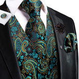Funki Buys | Vests | Men's Formal Fashion 5 Pcs Silk Waistcoat Tie Sets