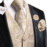 Funki Buys | Vests | Men's Formal Fashion 5 Pcs Silk Waistcoat Tie Sets