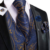 Funki Buys | Vests | Men's Formal Fashion 5 Pcs Silk Waistcoat Tie Sets