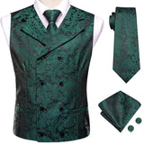 Funki Buys | Vests | Men's 4 Pcs Black Paisley Tie Vest Set