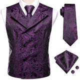 Funki Buys | Vests | Men's 4 Pcs Black Paisley Tie Vest Set