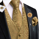 Funki Buys | Vests | Men's 5 Pcs Premium Gold Vest Tie Set