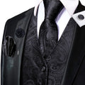 Funki Buys | Vests | Men's Luxury 5 Pcs Black Vest Tie Set
