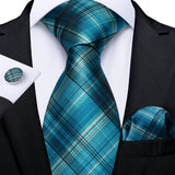 Funki Buys | Neckties | Men's Formal 3pcs Silk Teal Tie Set