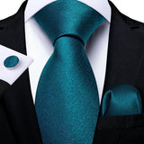 Funki Buys | Neckties | Men's Formal 3pcs Silk Teal Tie Set