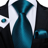 Funki Buys | Neckties | Men's Formal 3pcs Silk Teal Tie Set