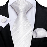 Funki Buys | Neckties | Men's Formal 3pcs White Silver Gray Tie Set