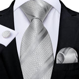 Funki Buys | Neckties | Men's Formal 3pcs White Silver Gray Tie Set