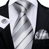Funki Buys | Neckties | Men's Formal 3pcs White Silver Gray Tie Set