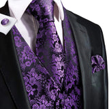 Funki Buys | Vests | Men's 4 Pcs Luxury Royal Purple Tie Vest Set