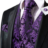 Funki Buys | Vests | Men's 4 Pcs Luxury Royal Purple Tie Vest Set