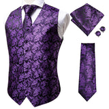 Funki Buys | Vests | Men's 4 Pcs Luxury Royal Purple Tie Vest Set