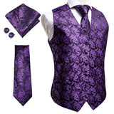 Funki Buys | Vests | Men's 4 Pcs Luxury Royal Purple Tie Vest Set