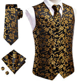 Funki Buys | Vests | Men's 4 Pcs Classic Gold Black Tie Vest Set